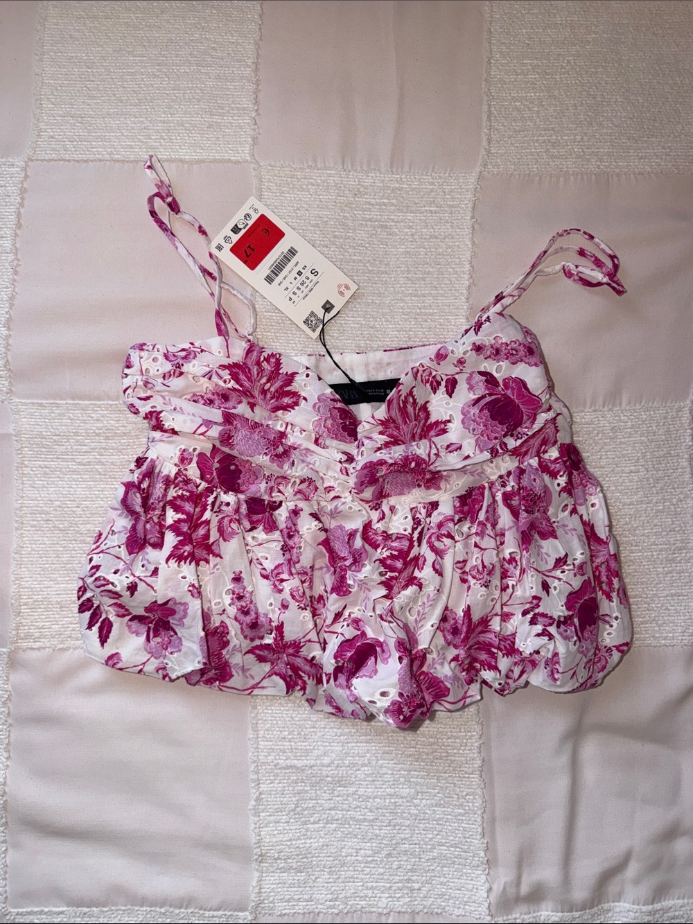 Zara Pink and White Floral Eyelet Sundress